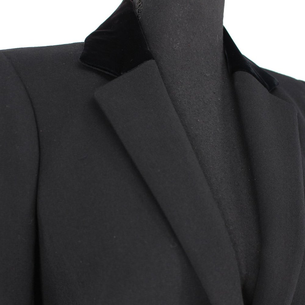 Balenciaga Paris Black Wool Silk Velvet Trim Jacket Single Breasted Blazer 38 S - Picture 2 of 7